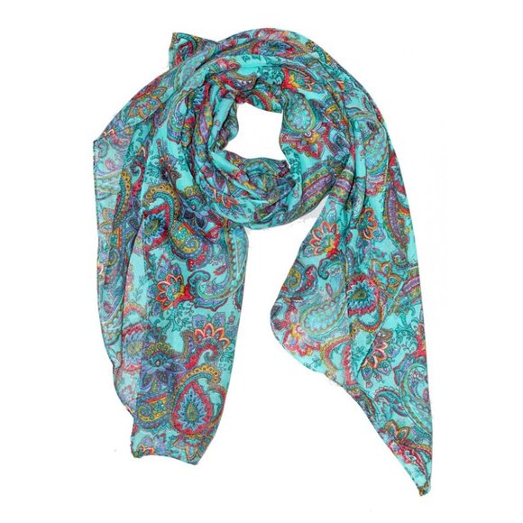 Vibrant Paisley Cotton Fabric Pattern Scarf - Picture 2 of 2